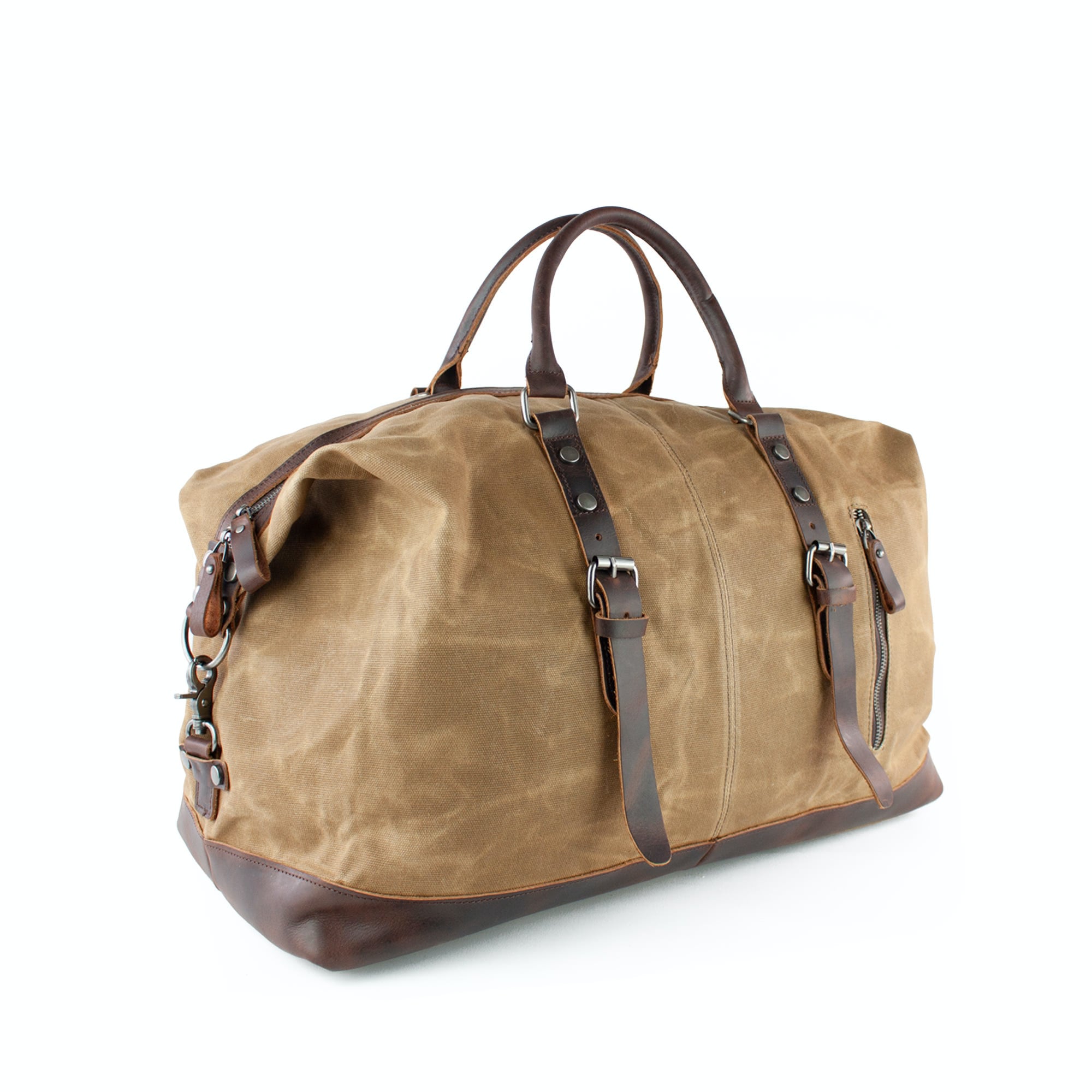 lepelou - leder - TIM – Leder Reisetasche aus Leder &amp; gewachstem Canvas Camel - LPWCANCAMW