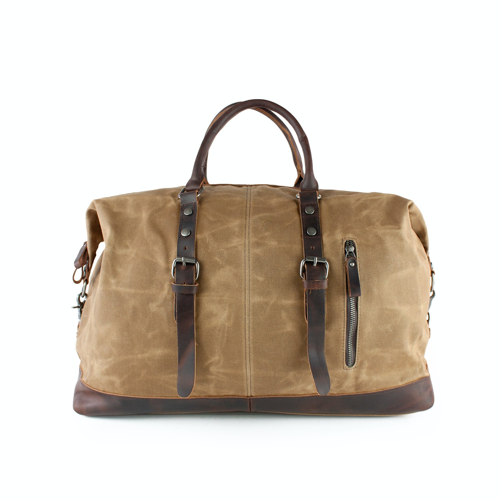 lepelou - leder - TIM – Leder Reisetasche aus Leder &amp; gewachstem Canvas Camel - LPWCANCAMW