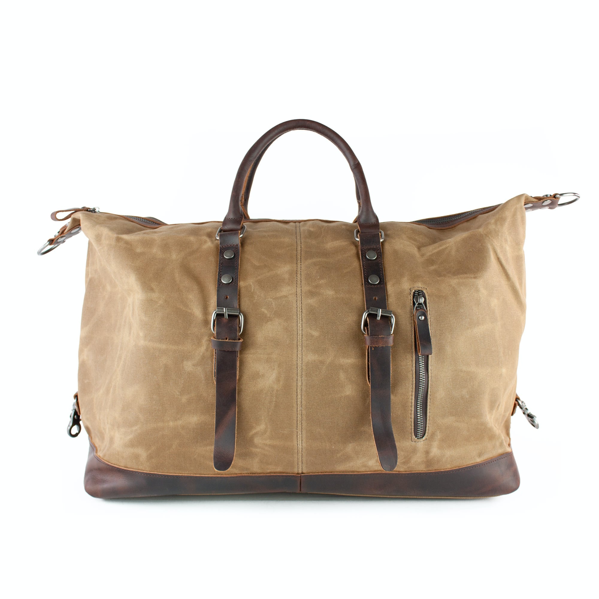 lepelou - leder - TIM – Leder Reisetasche aus Leder &amp; gewachstem Canvas Camel - LPWCANCAMW