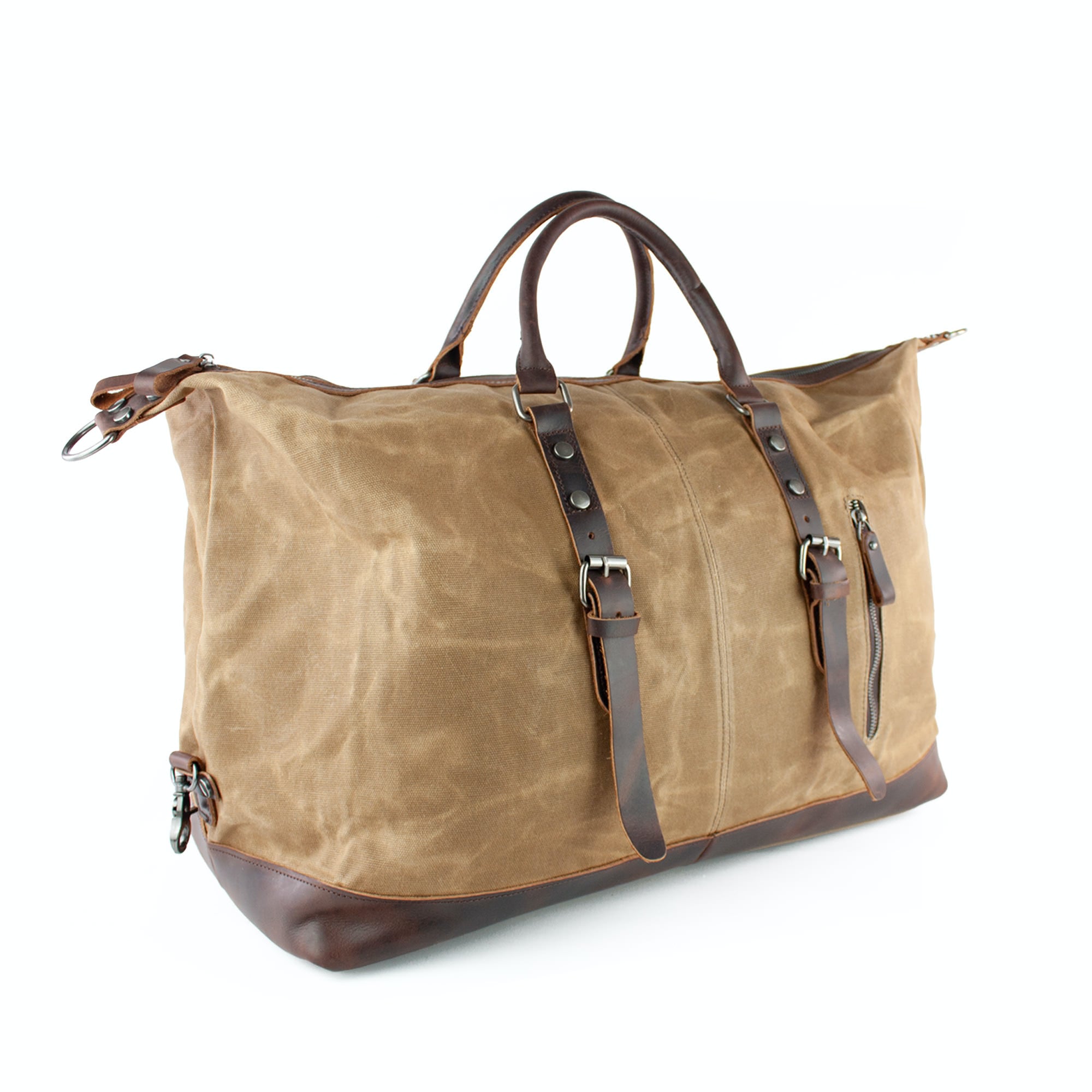 lepelou - leder - TIM – Leder Reisetasche aus Leder &amp; gewachstem Canvas Camel - LPWCANCAMW