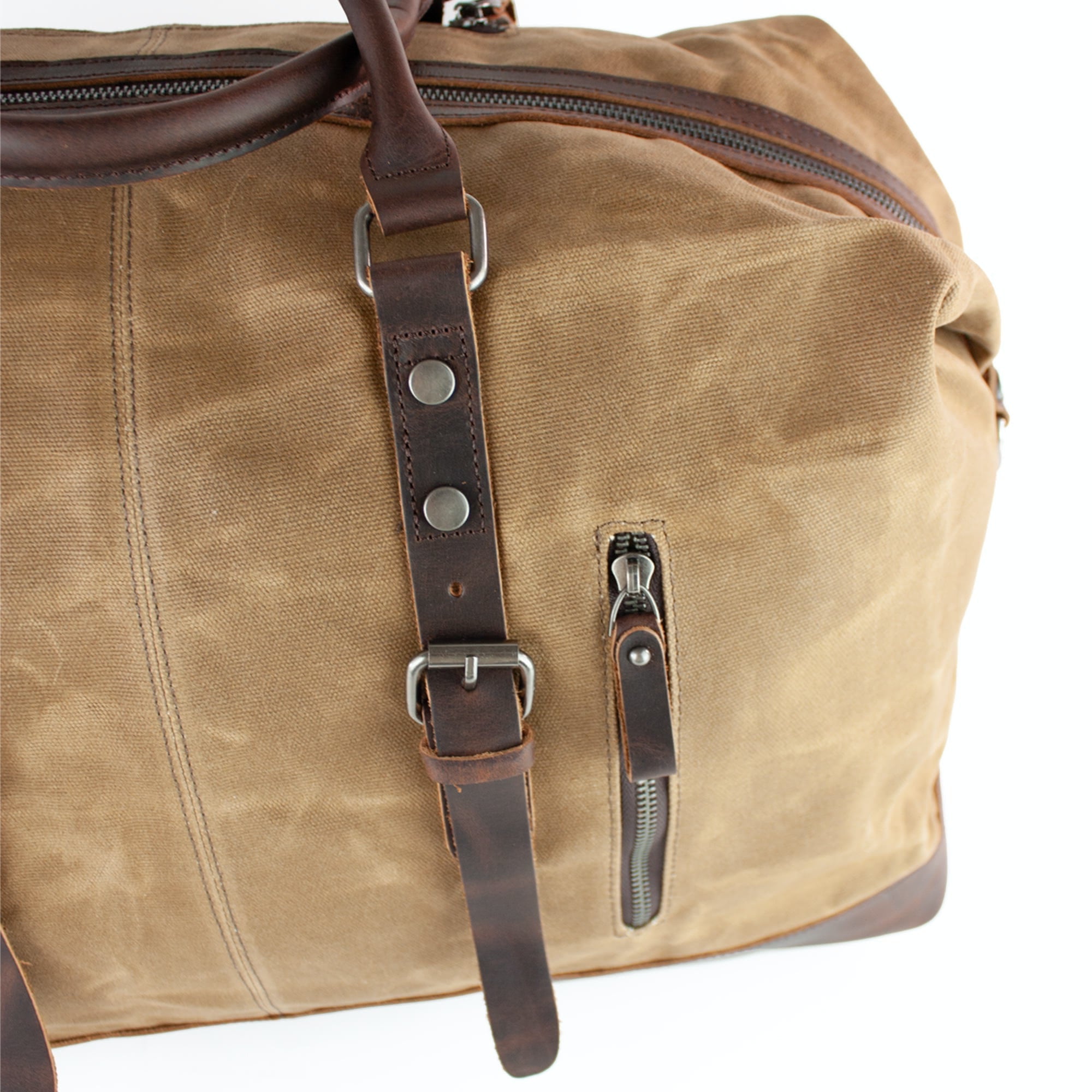 lepelou - leder - TIM – Leder Reisetasche aus Leder &amp; gewachstem Canvas Camel - LPWCANCAMW