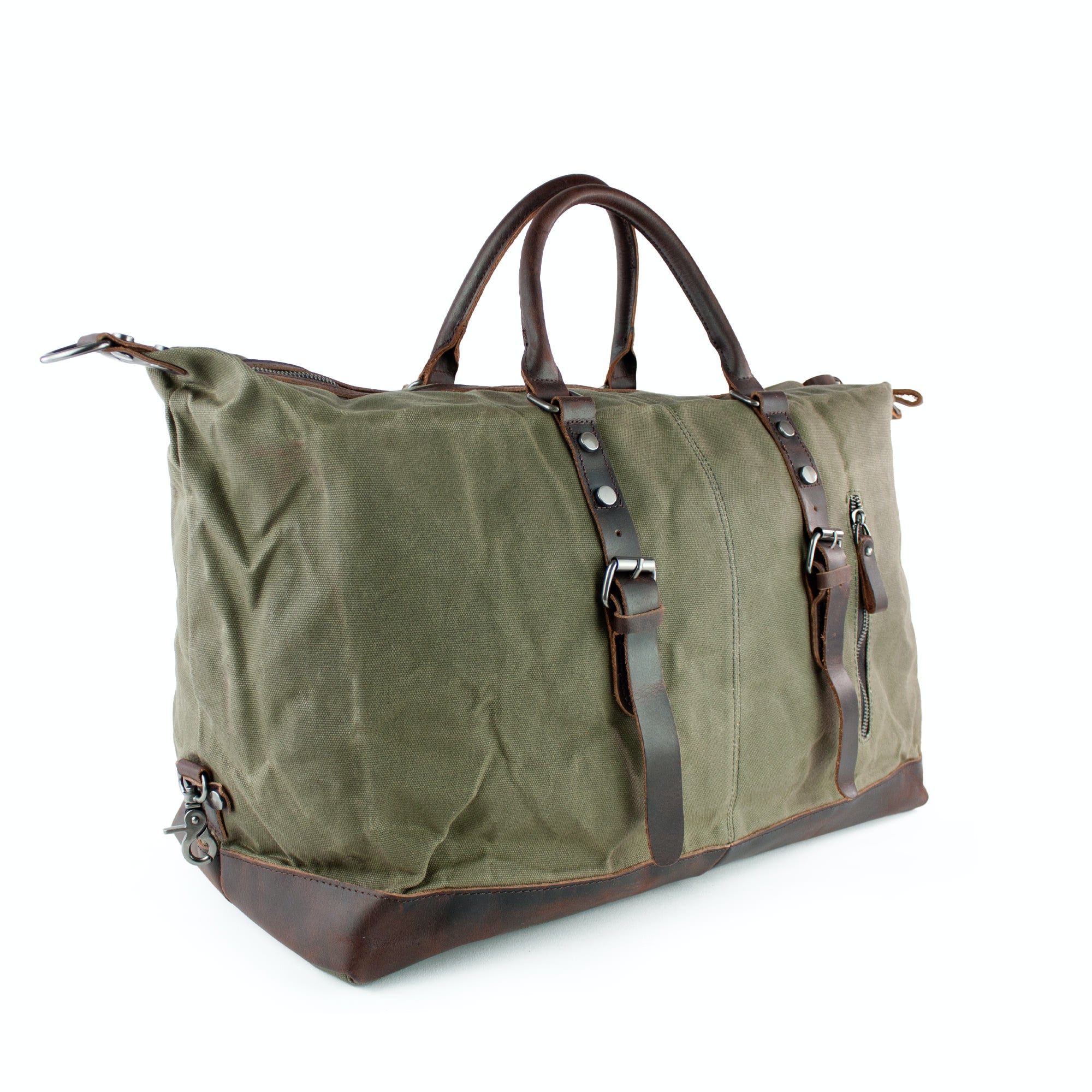 lepelou - leder - TIM – Leder Reisetasche aus Leder &amp; gewachstem Khaki - LPWCANKHAW