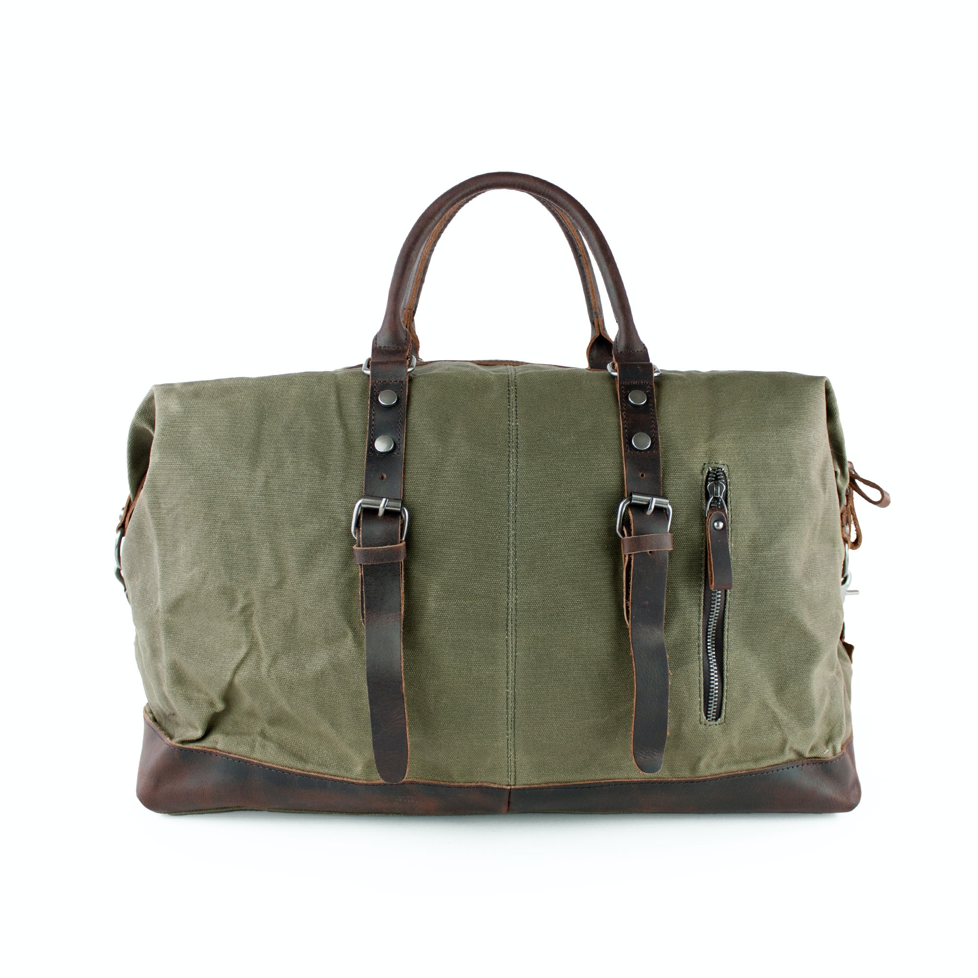 lepelou - leder - TIM – Leder Reisetasche aus Leder & gewachstem Khaki - LPWCANKHAW