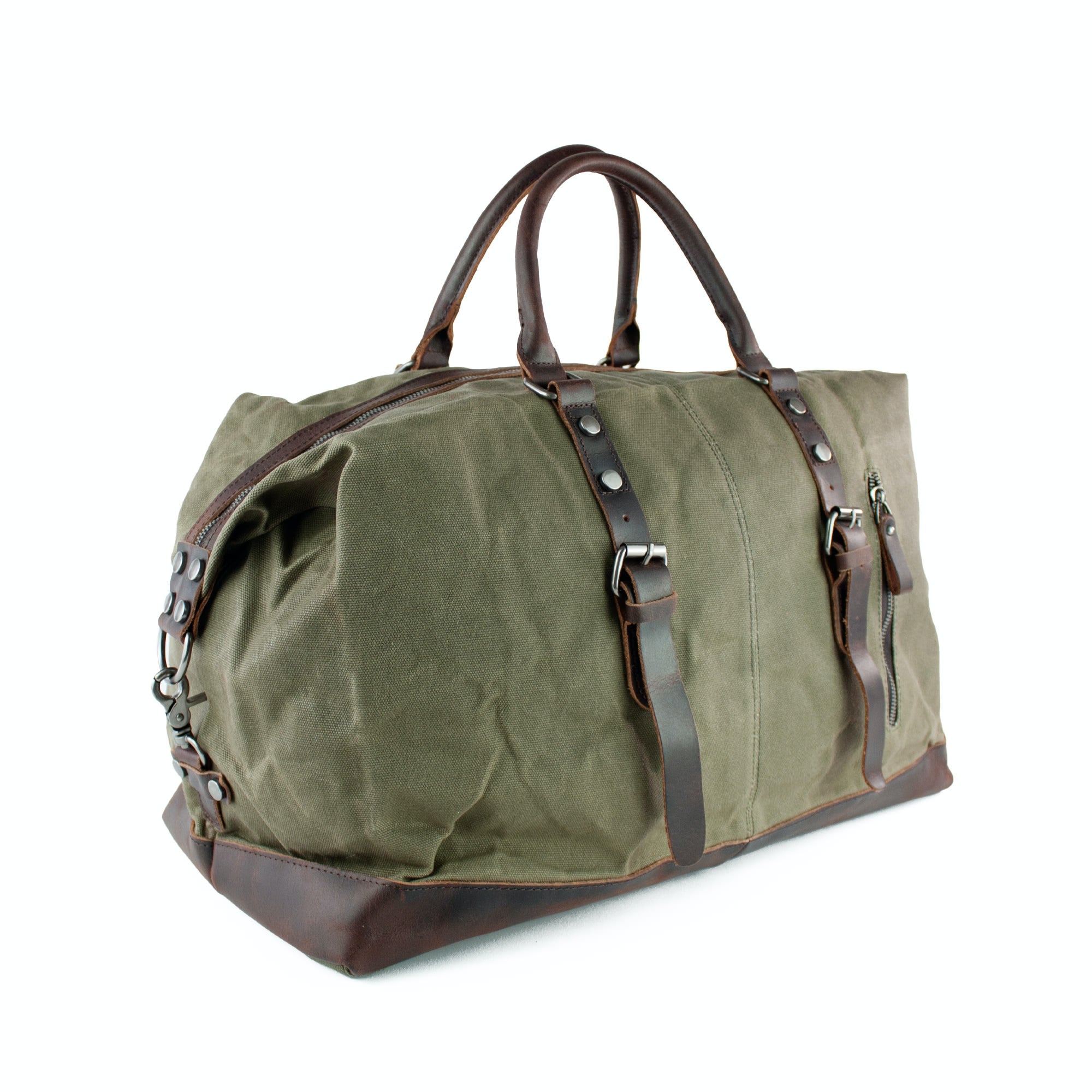 lepelou - leder - TIM – Leder Reisetasche aus Leder & gewachstem Khaki - LPWCANKHAW